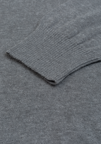 Powder Grey Zip Cotton Pullover