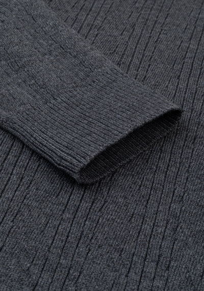 Raven Grey Double-Zipped Merino Wool Blend Pullover