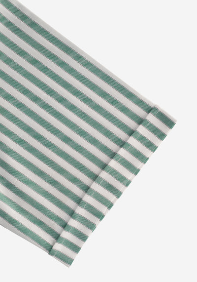 Cactus Green Stripe Two-Ply Oxford Shirt - Short Sleeve