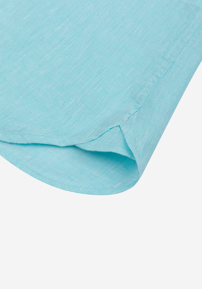 Aqua Blue Belgian Linen Shirt