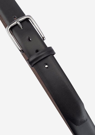 Panther Black Spanish Genuine Leather Patterned Belt