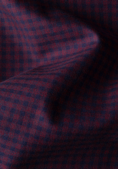 Twilight Burgundy Checked Flannel Twill Shirt