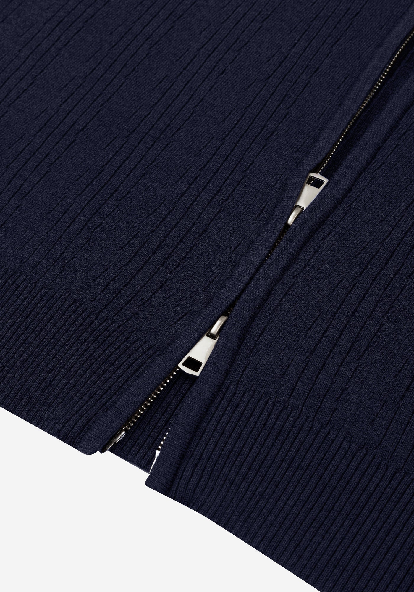 Frost Navy Double-Zipped Merino Wool Blend Pullover