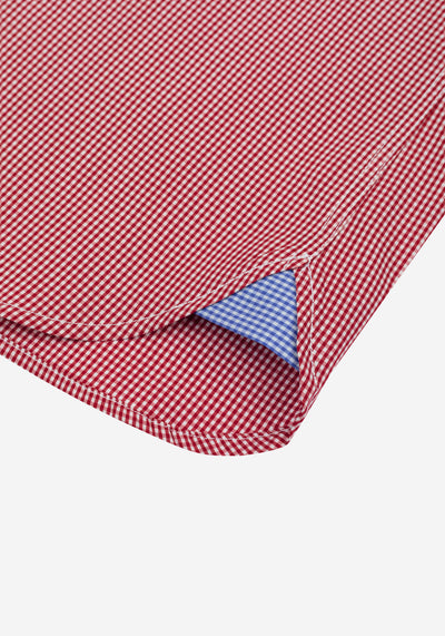 Bright Red Checked Cotton Lycra Shirt