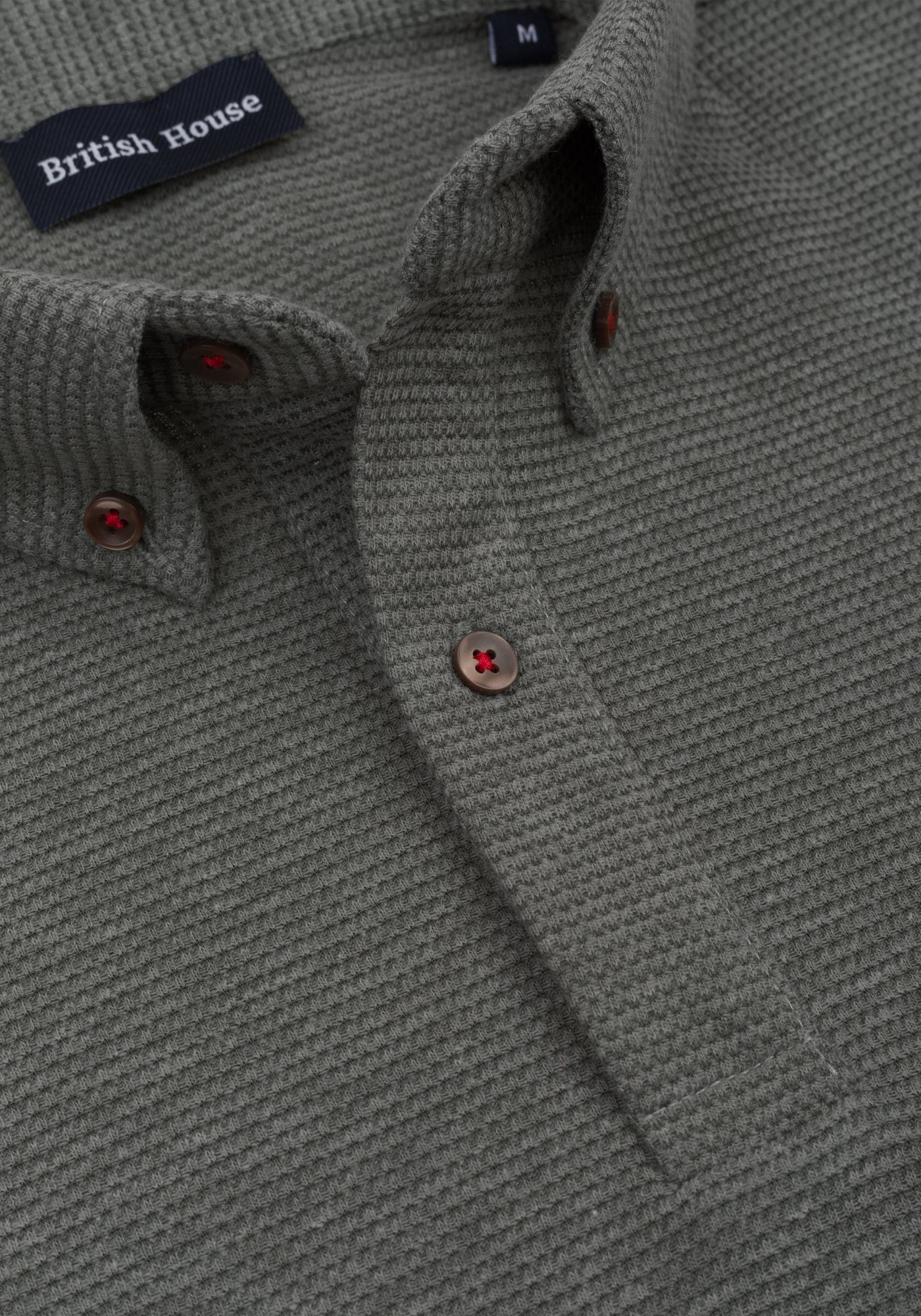 Muted Olive Waffle Polo Shirt