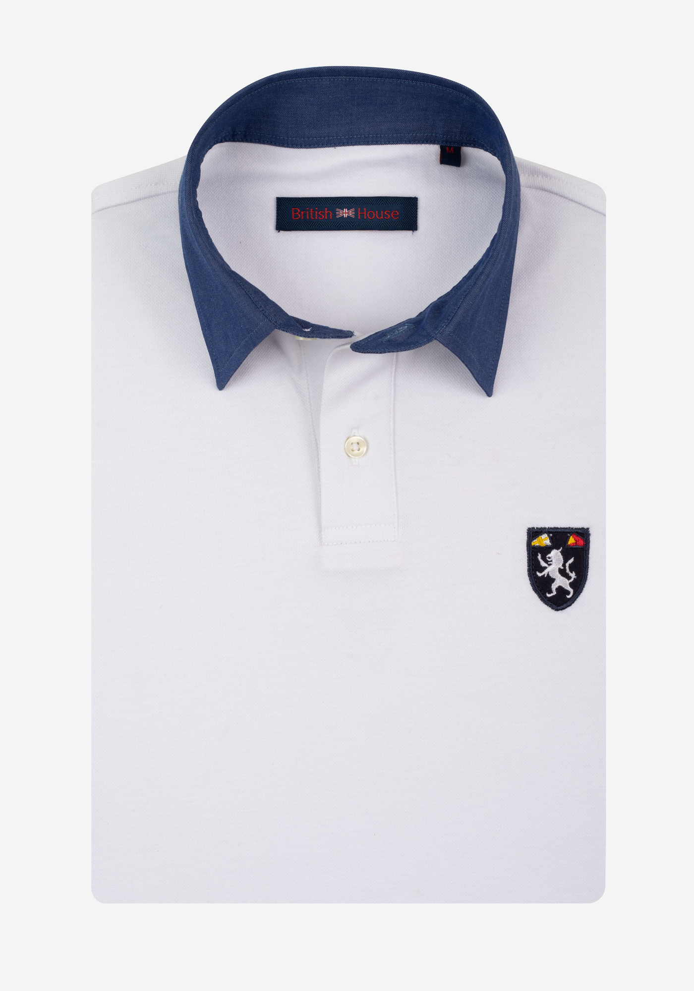 Crystal White Cotton Polo Shirt - Long Sleeve