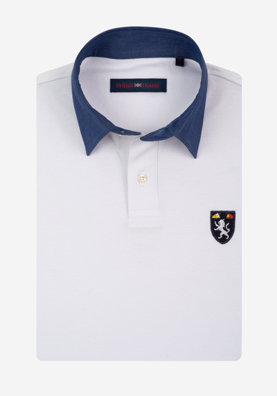 Crystal White Cotton Polo Shirt - Long Sleeve