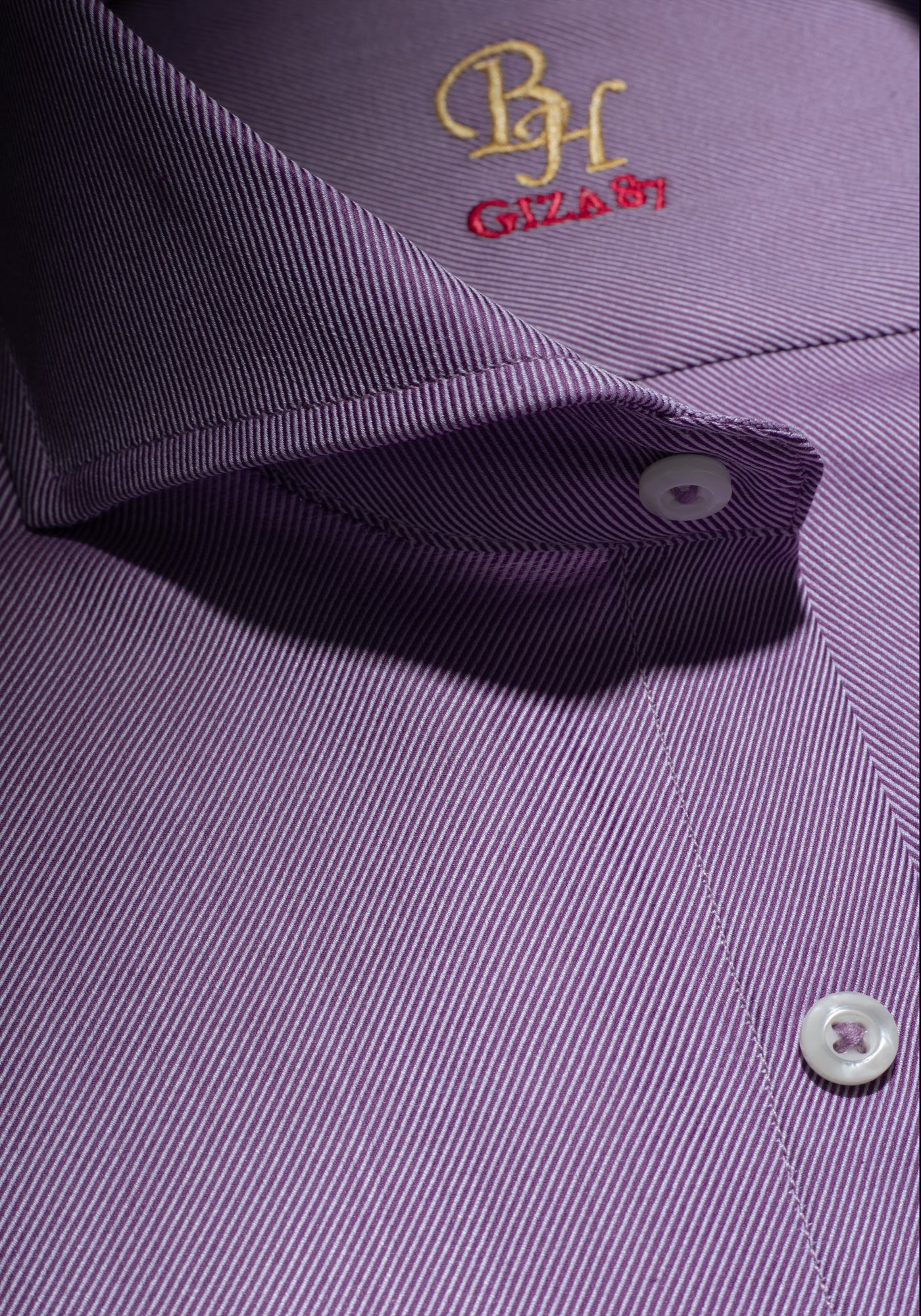 Giza 87 Cotton Grape Purple Stripe Fine Twill Shirt