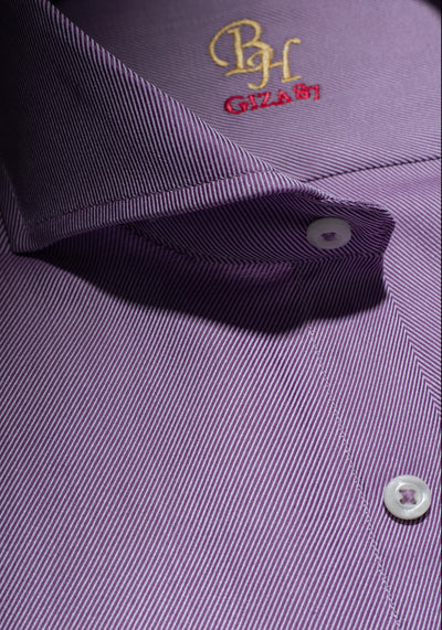 Giza 87 Cotton Grape Purple Stripe Fine Twill Shirt