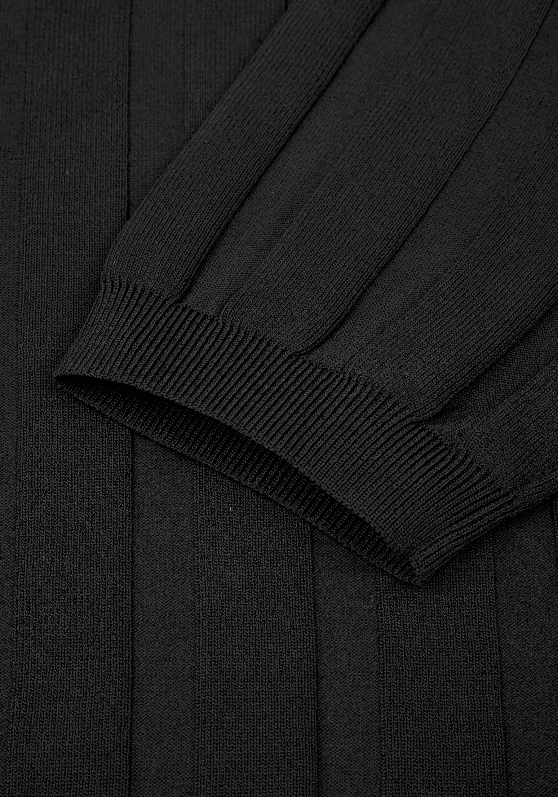 Midnight Black Polyamide Knitted Polo Shirt