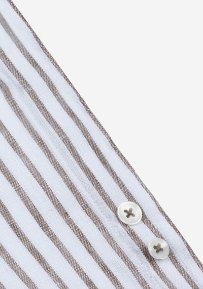 Clay Beige Stripe Belgian Linen Shirt
