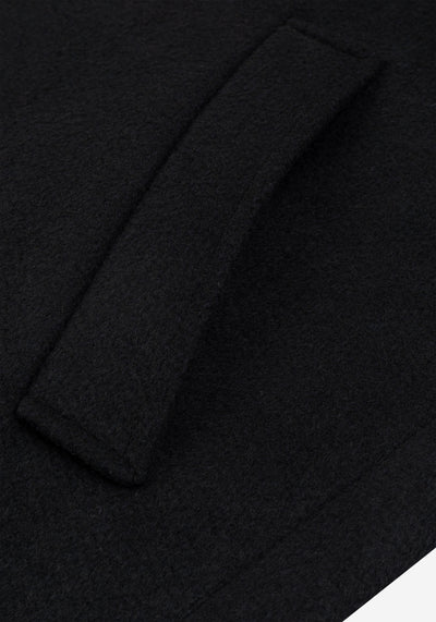 Shadow Black Double-Breasted Poly Coat