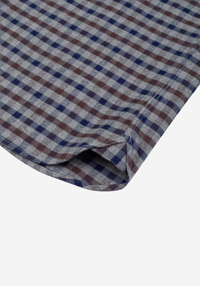 Mocha Brown Navy Checked Flannel Shirt