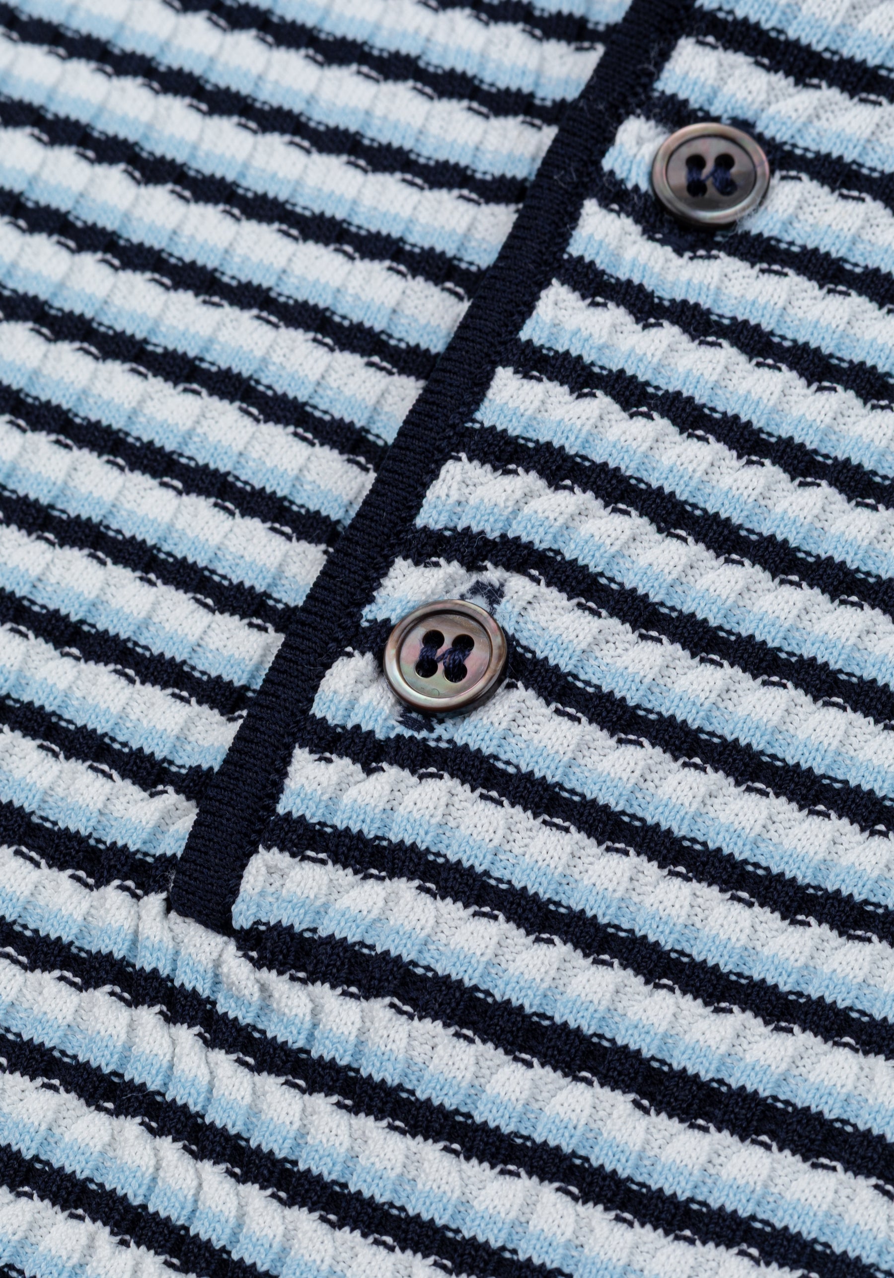 Coastal Blue Stripe Polyamide Knitted Polo Shirt