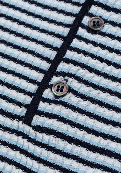 Coastal Blue Stripe Polyamide Knitted Polo Shirt