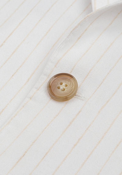 White Desert Beige Stripe Cotton Tencel Linen Blazer