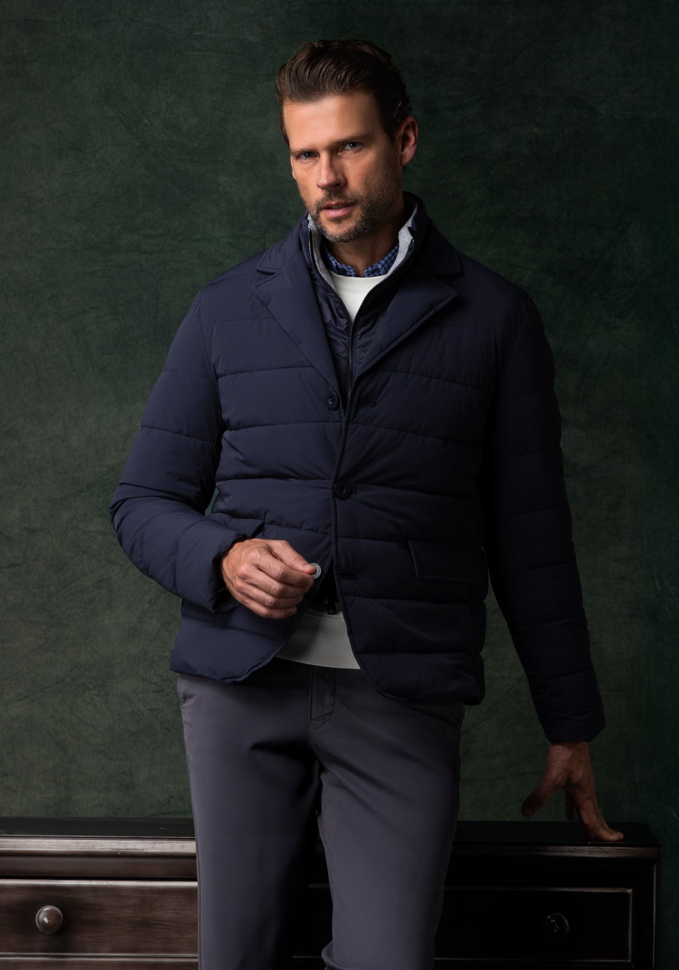 Vale Navy Padded Polyamide Jacket