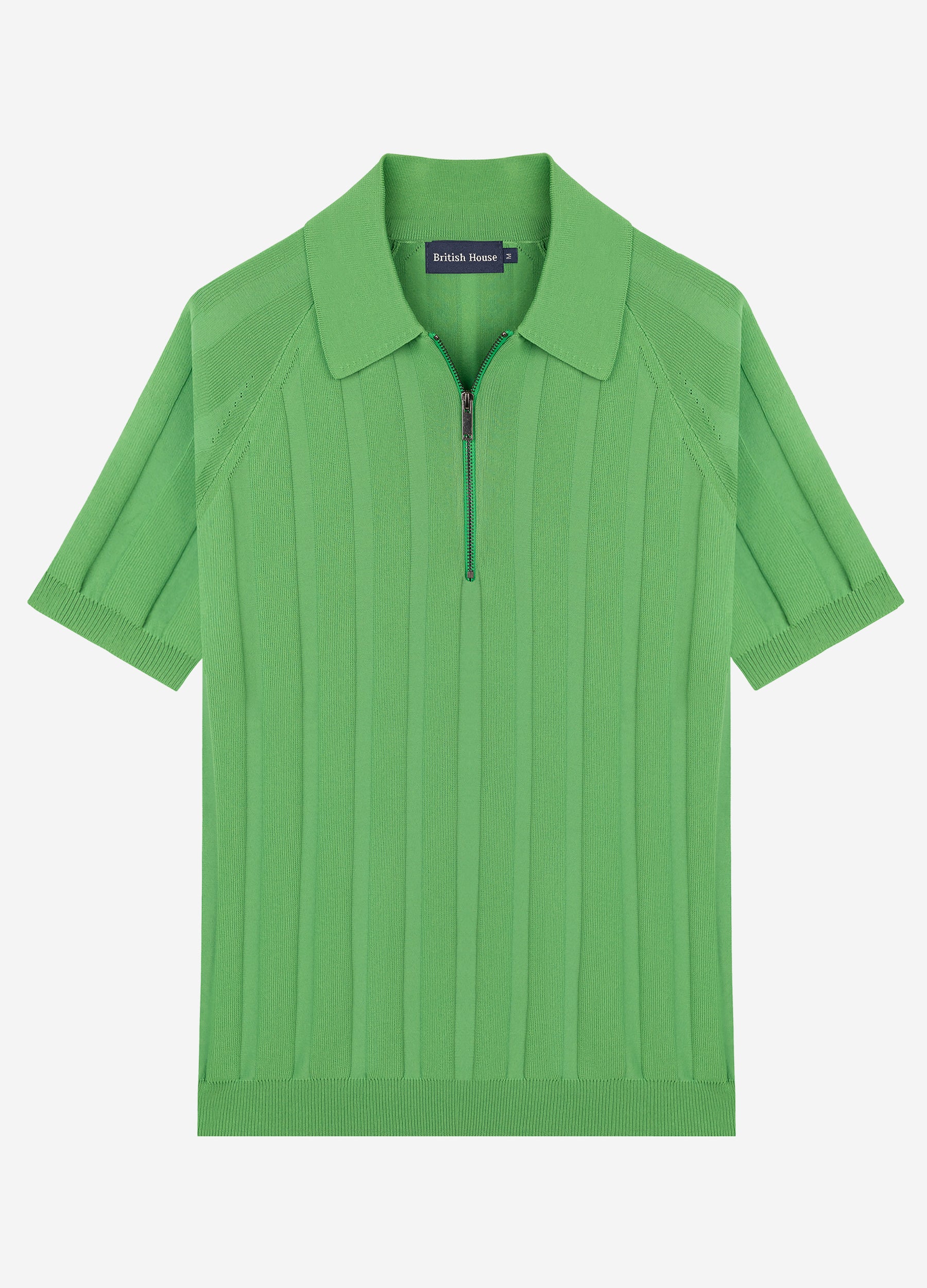 Leaf Green Polyamide Knitted Polo Shirt