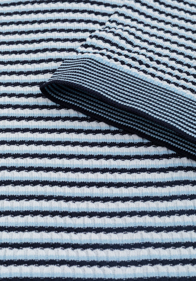 Coastal Blue Stripe Polyamide Knitted Polo Shirt