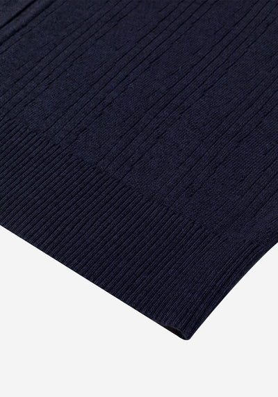 Frost Navy Double-Zipped Merino Wool Blend Pullover