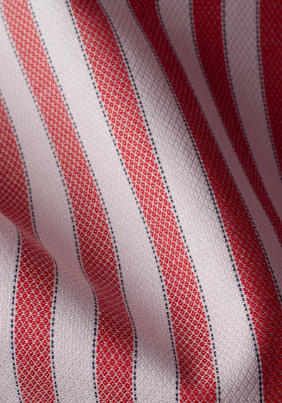 Coral Red Stripe Washed Two-Ply Oxford Shirt