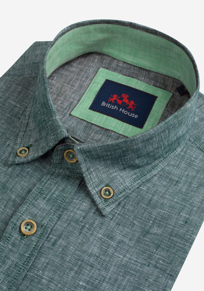 Dull Green Belgian Linen Shirt