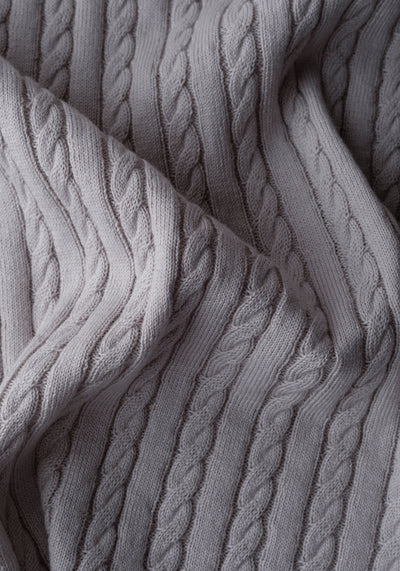 Stone Grey Braided Knitted Polo Shirt