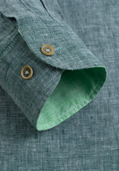 Dull Green Belgian Linen Shirt