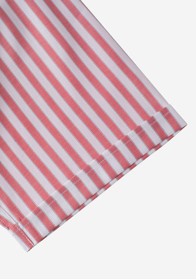 Candy Red Stripe Basket Weave Shirt - Short Sleeve