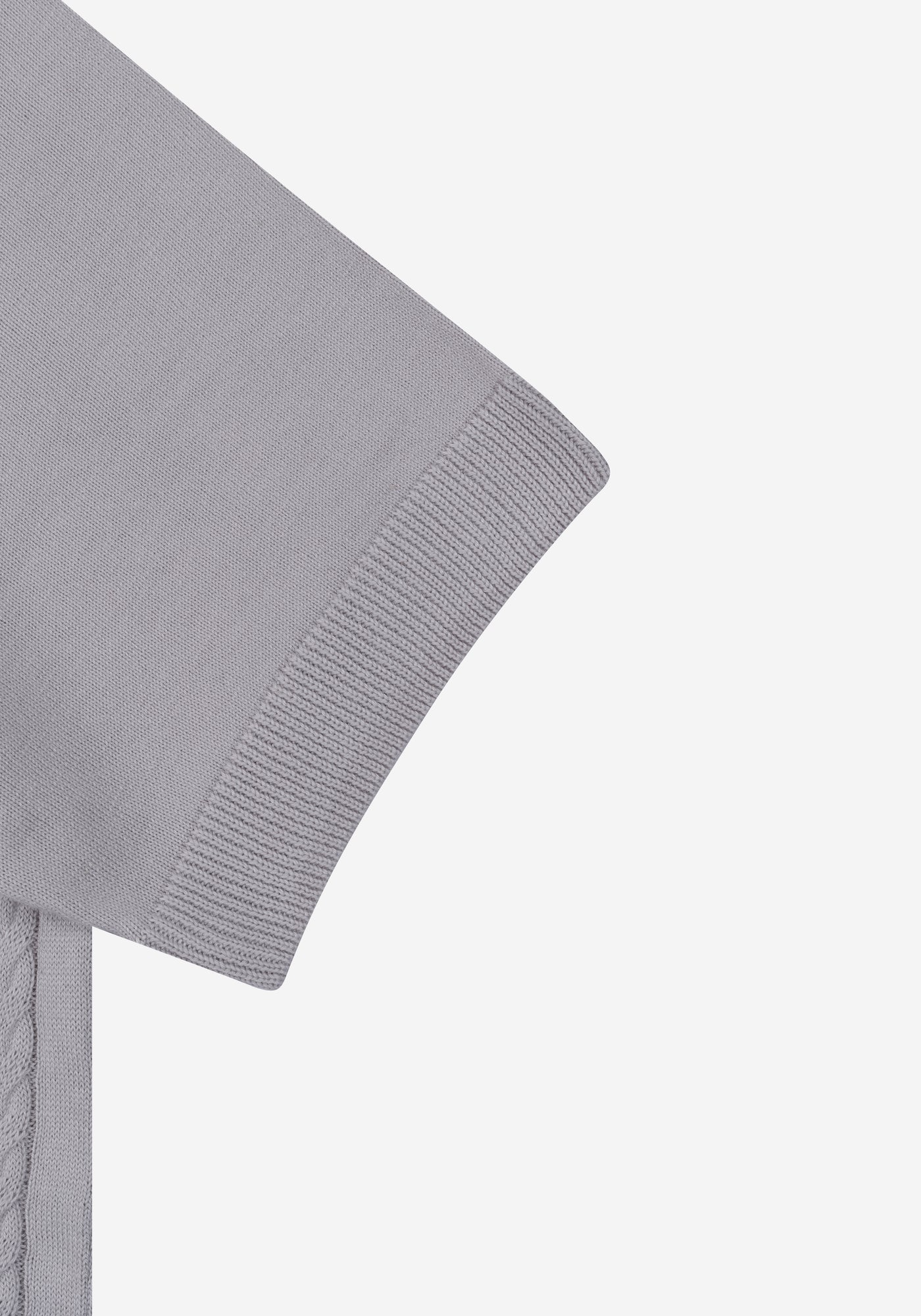 Stone Grey Braided Knitted Polo Shirt
