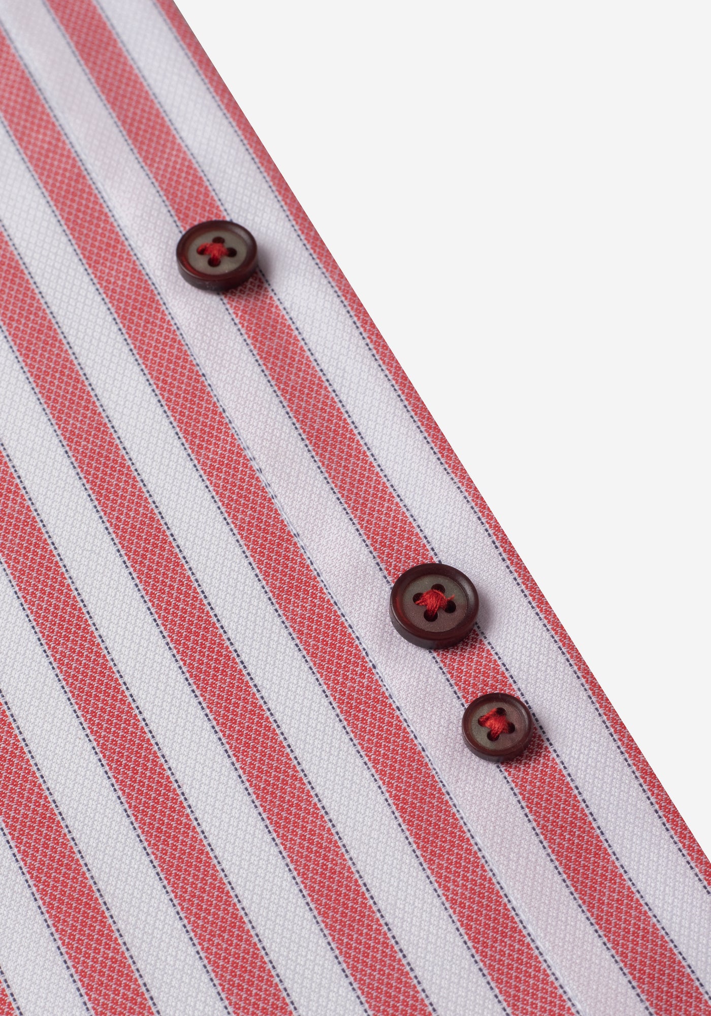 Candy Red Stripe Two-Ply Oxford Shirt - Short Sleeve