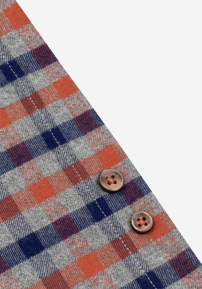 Rust Orange Navy Checked Flannel Shirts