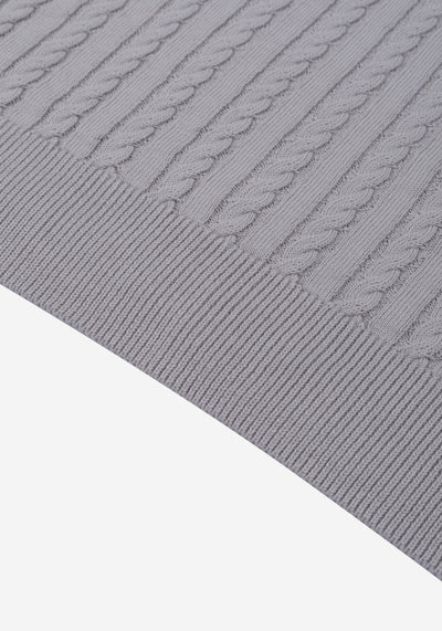 Stone Grey Braided Knitted Polo Shirt
