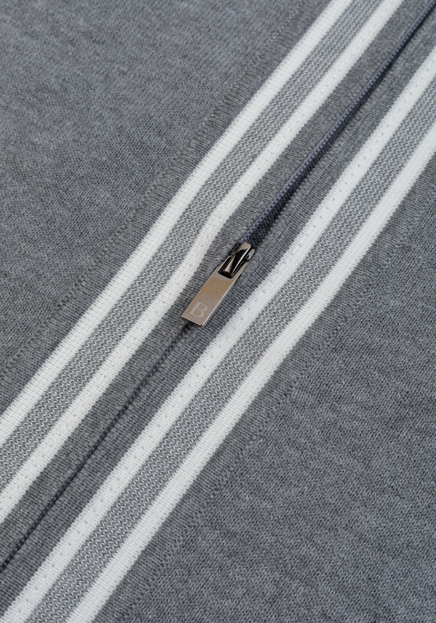 Powder Grey Zip Cotton Pullover