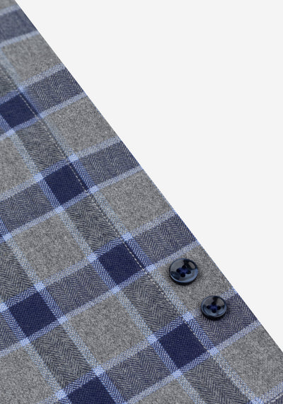 Royal Blue Grey Checked Flannel Shirt