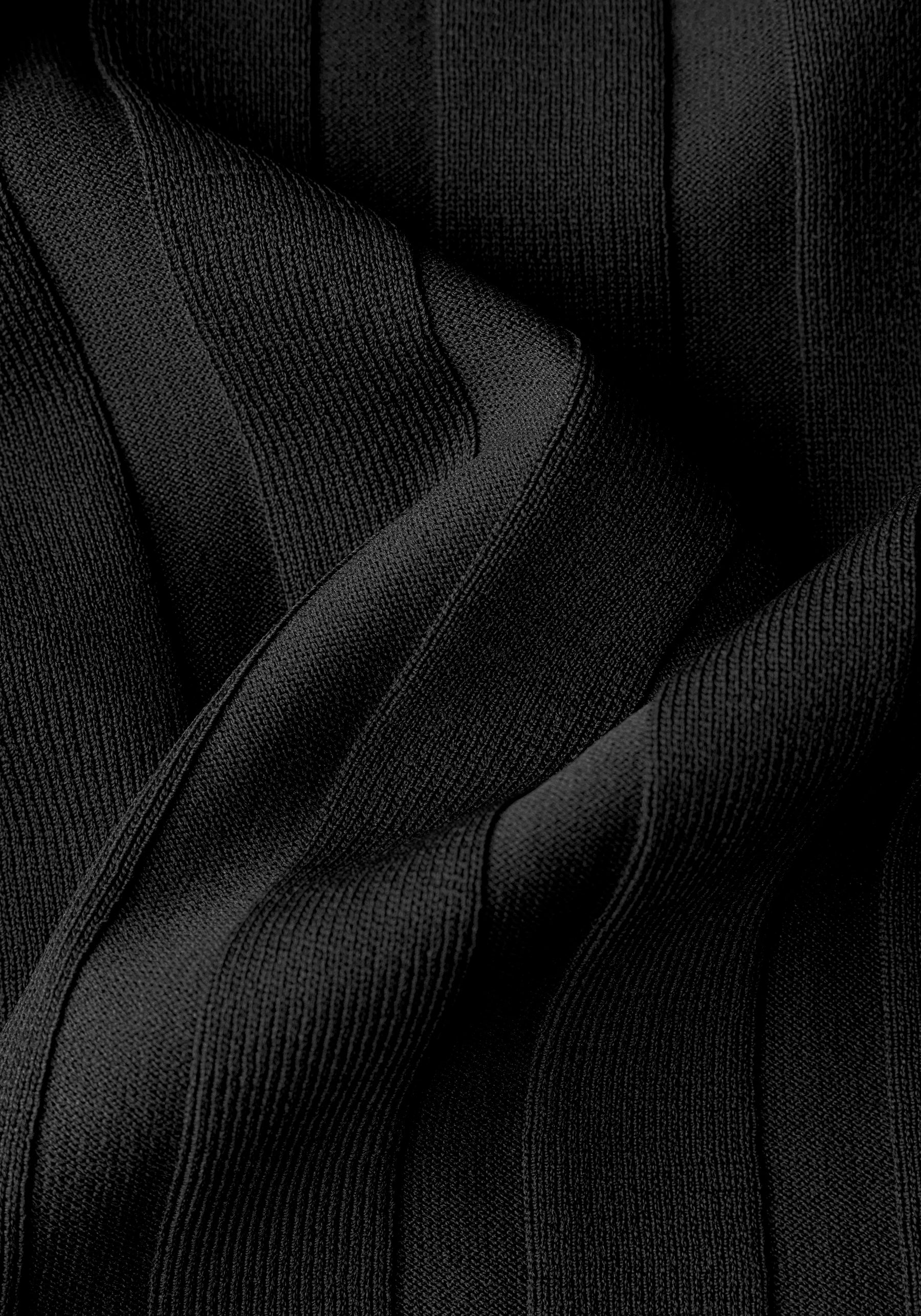 Midnight Black Polyamide Knitted Polo Shirt