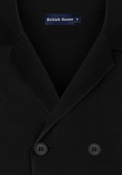 Ember Black Double-Breasted Polyamide Jardigan