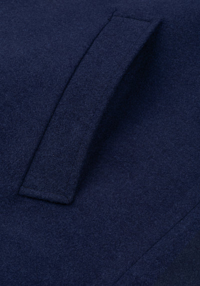 Marine Blue Double-Breasted Poly Coat