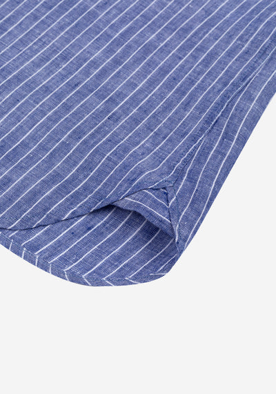 Marine Blue Stripe Belgian Linen Shirt