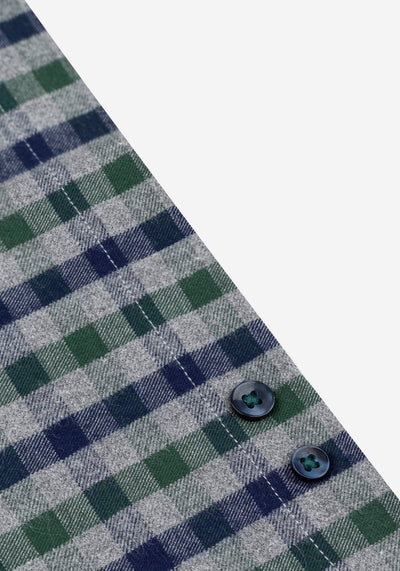 Marine Navy Green Checked Flannel Shirt