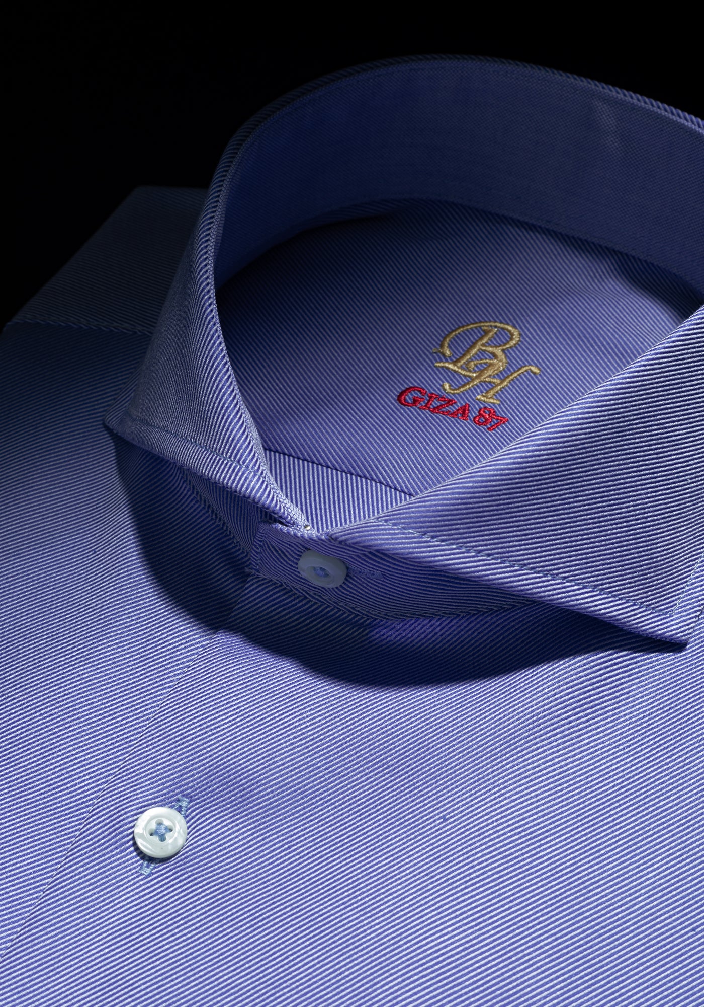 Giza 87 Cotton Silent Blue Stripe Fine Twill Shirt