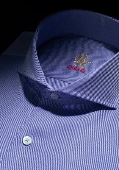 Giza 87 Cotton Silent Blue Stripe Fine Twill Shirt