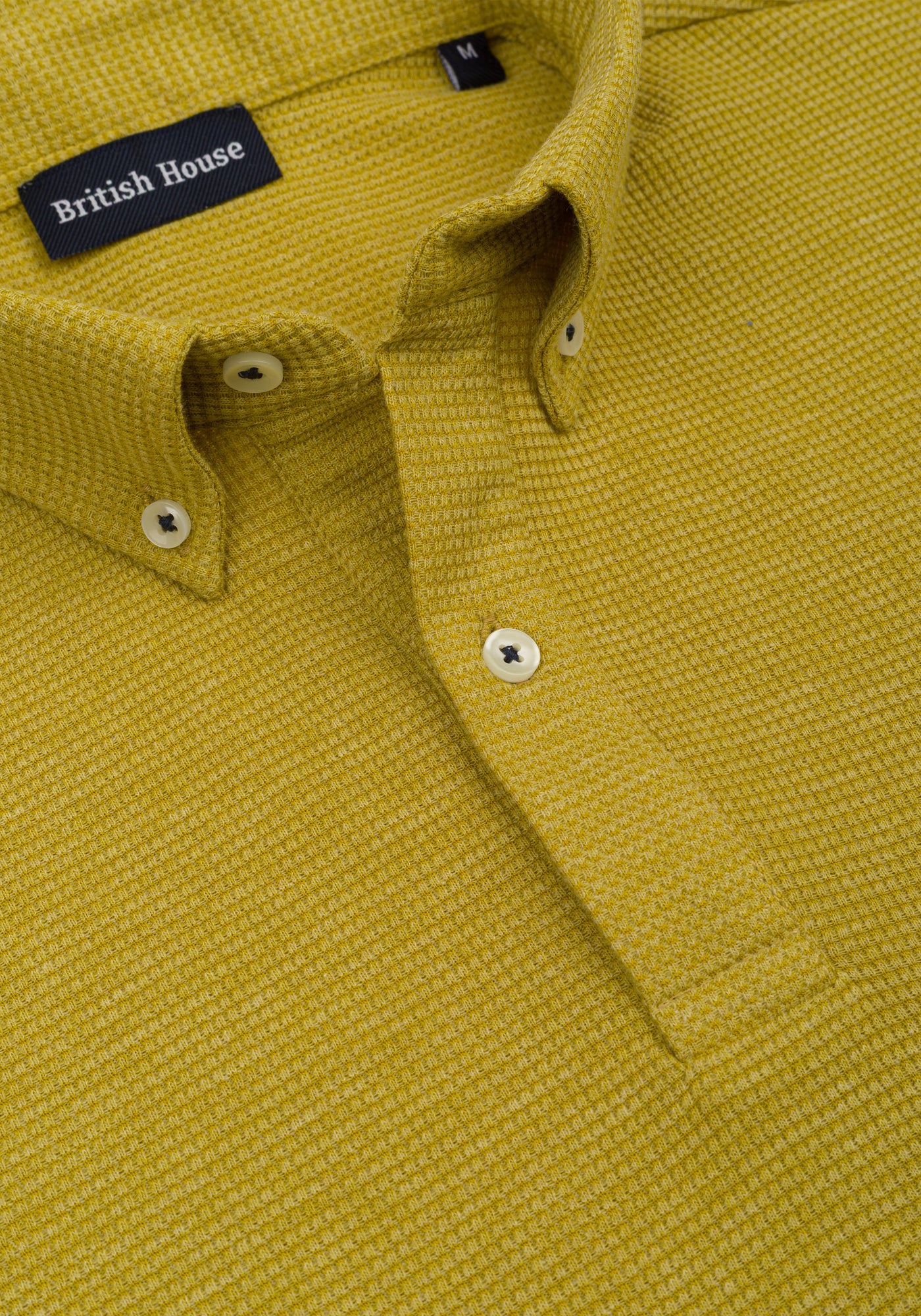 Mustard Yellow Waffle Polo Shirt
