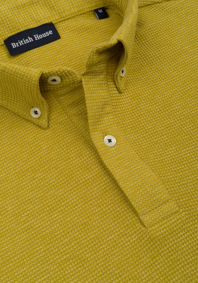 Mustard Yellow Waffle Polo Shirt