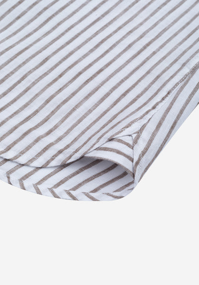 Clay Beige Stripe Belgian Linen Shirt