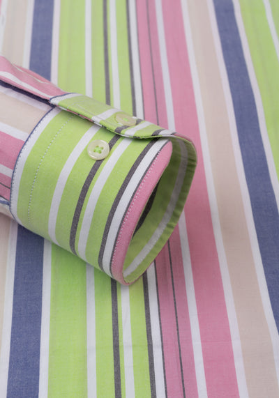 Pastel Parti-Colored Stripe Poplin Shirt