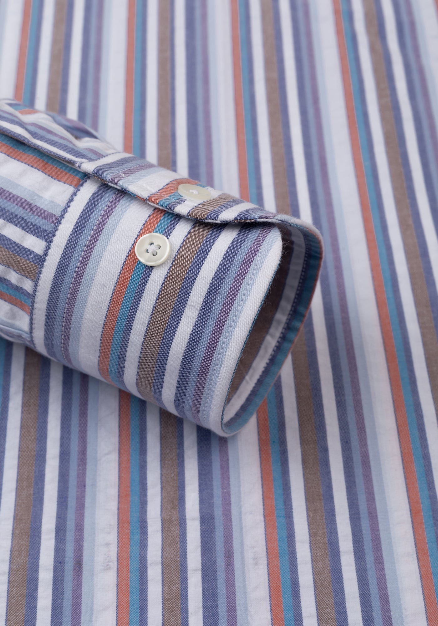 Earthy Parti-Colored Stripe Poplin Shirt