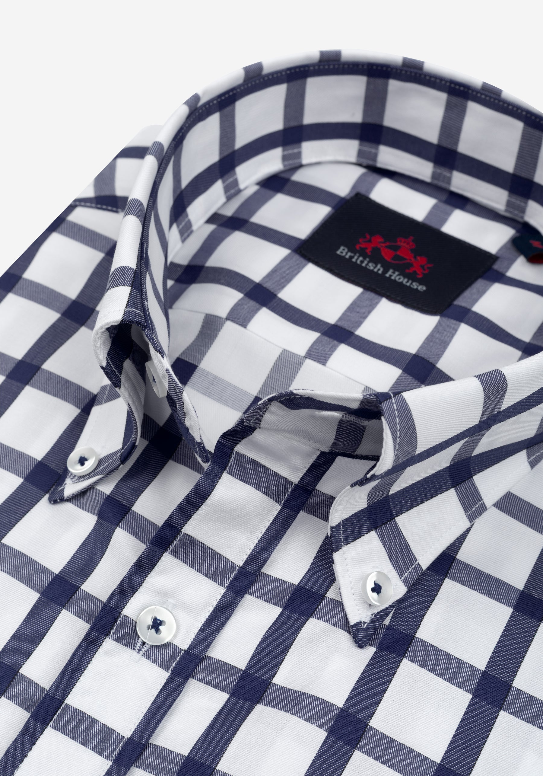 Solid Navy Checked Signature Twill Shirt