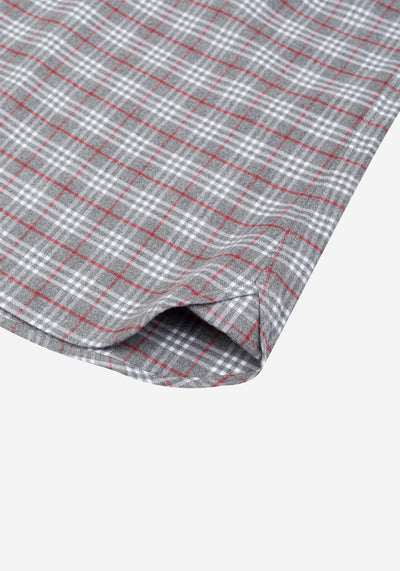 Steel Red Grey Checked Flannel Shirt