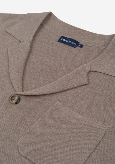 Dune Beige Merino Wool Blend Cardigan